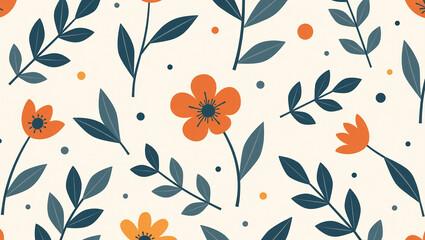 Minimalist Geometric Floral Fabric Pattern