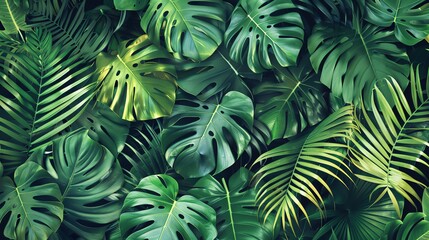 A lush green tropical leaf background.