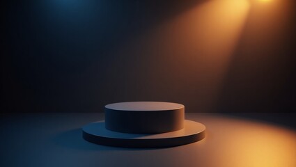 3d render mockup of product stand for advertising with dark ambient lighting