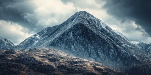Majestic Mountain Peak Under Stormy Skies