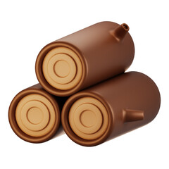 3d rendering autumn icon concept. 3d render wood log icon