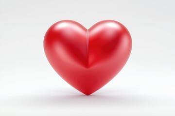 A glossy, red heart shape against a white background, symbolizing love and affection.