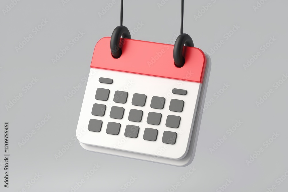 Aufkleber a 3d rendering of a hanging calendar icon, perfect for scheduling and reminders.