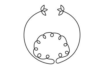 Human brain continuous one line art drawing of outline vector illustration design