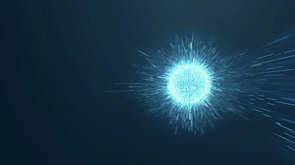 A glowing sphere radiates energy in a dark background, surrounded by dynamic sparks, creating a mesmerizing visual effect.