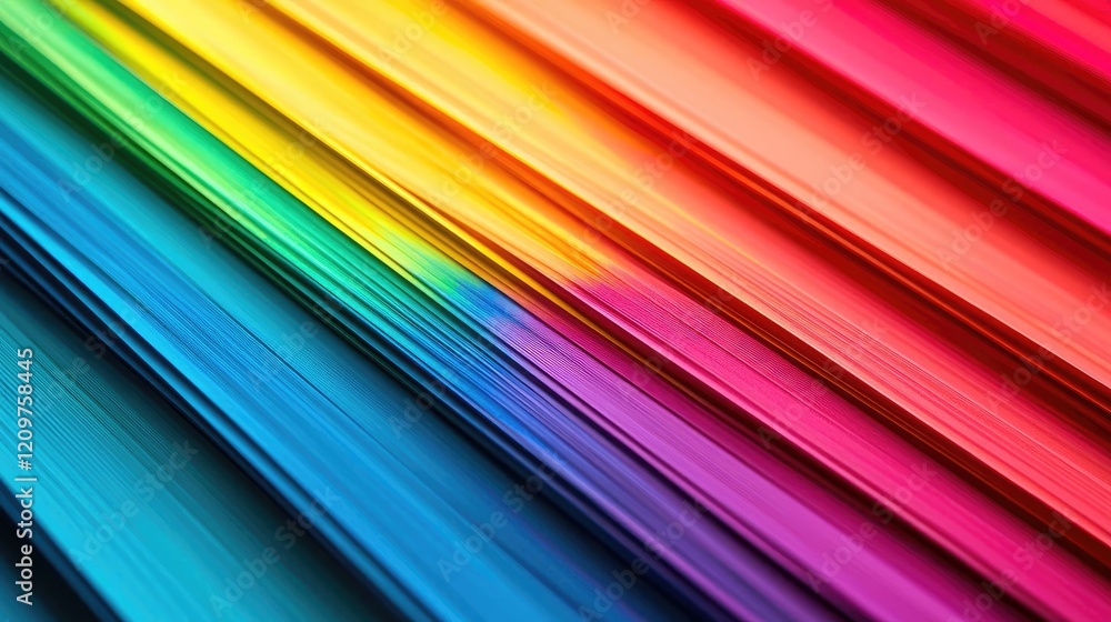 Aufkleber rainbow holi concept. vibrant rainbow-colored paper sheets arranged in a dynamic gradient pattern.