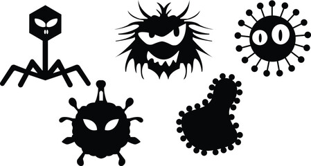 Virus silhouette, Bacteria and virus vector,Fast spreading virus