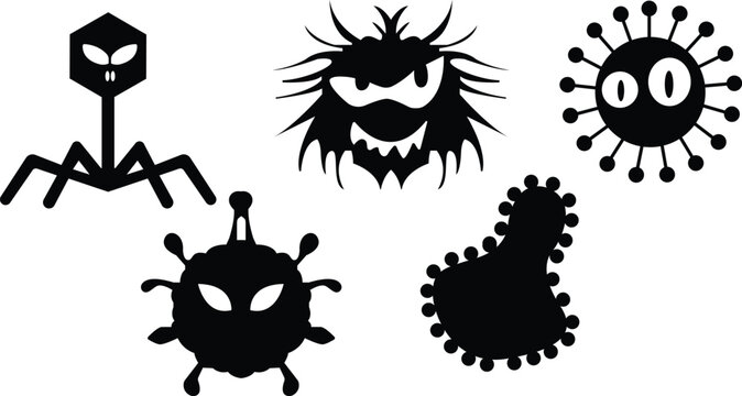 Fototapeta Virus silhouette, Bacteria and virus vector,Fast spreading virus