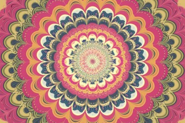 Obraz premium Intricate mandala design with vibrant colors and swirling patterns, radiating symmetry and captivating detail.