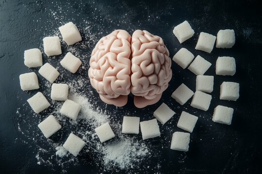 Exploring the connection between sugar consumption and human brain activity on a dark background