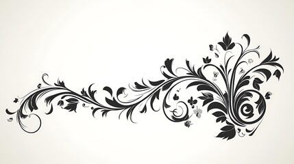 Elegant Black And White Floral Design Swirl
