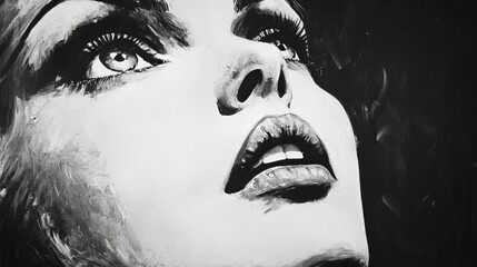 Artistic black and white portrait of a woman with dramatic contrast
