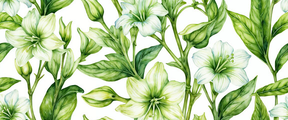 Nicotiana flower seamless pattern background