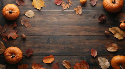 autmn with pumpkin and maple leaves