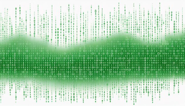 Green abstract white background overlay with binary code. Generated image