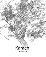 Karachi Pakistan minimalist map