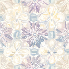 Creative Seamless Pattern 2D Doodle Floral Illustrations for wallpaper, card, tile.