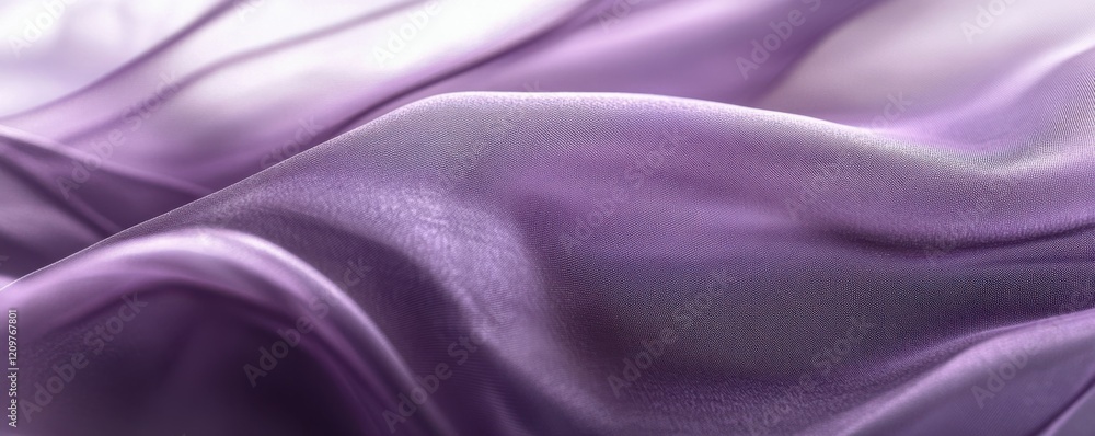 Poster purple translucent fabric background, abstract close up of delicate fibers, shiny texture creating a