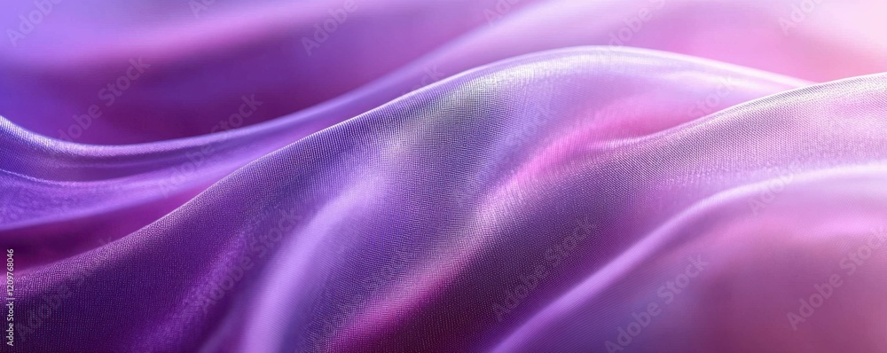 Poster purple translucent fabric background, abstract close up of delicate fibers, shiny texture creating a