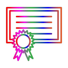 Online certificate line gradient icon