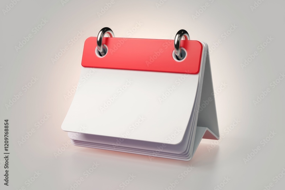 Aufkleber a blank red and white desk calendar stands ready for scheduling appointments and important dates.
