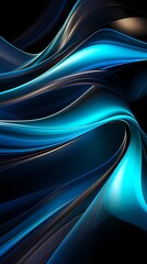 digital technology blue and black abstract wave poster background
