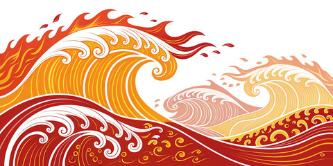 Fototapeta premium Stunning Fiery Wave Design on a Bright White Background