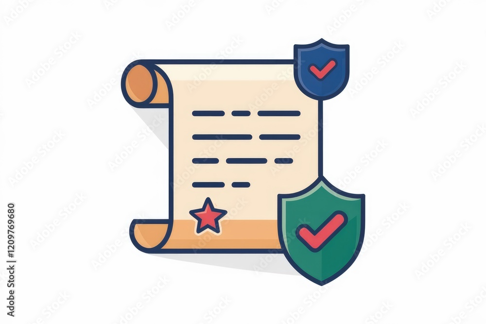 Aufkleber Secure document scroll with checkmarks indicating verification and approval.
