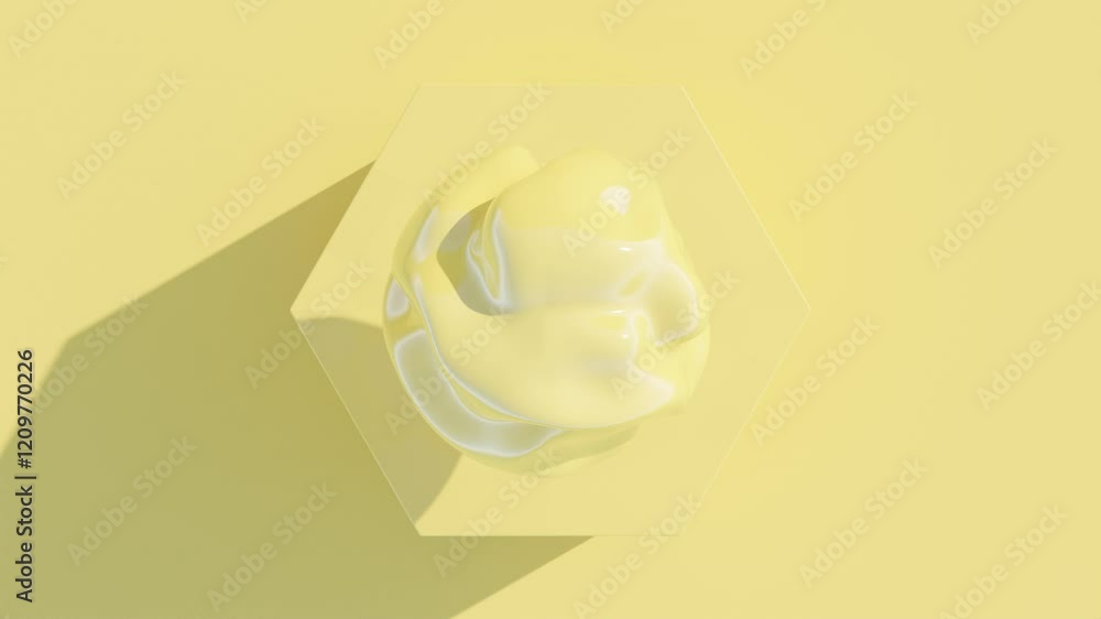 Poster bright yellow 3d liquid abstract shape in motion – smooth seamless loop fluid animation for backgrou