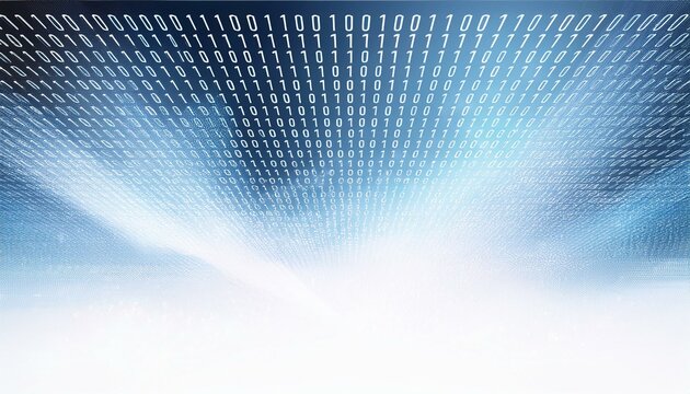 Blue abstract white background overlay with binary code. Generated image