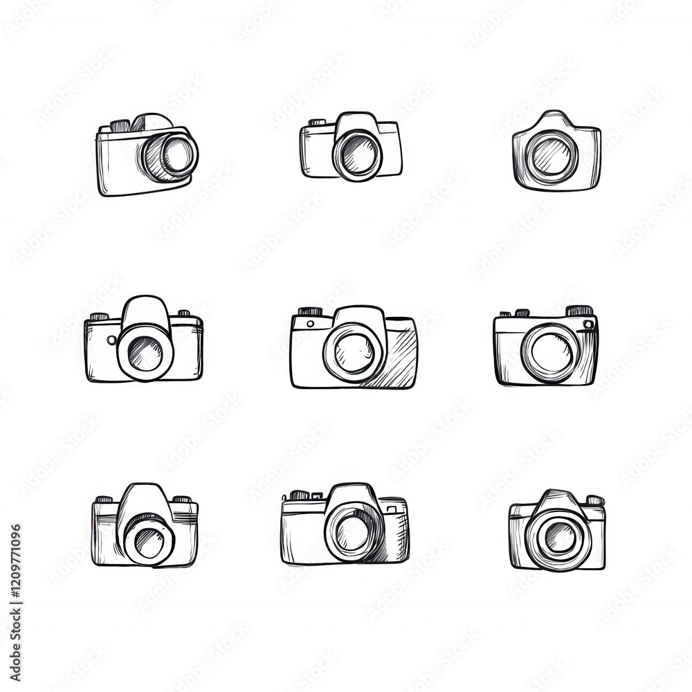 Aufkleber collection of camera icons designed for graphic projects and digital media., isolated on a transpare