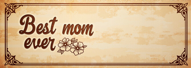 Best mom ever text with flowers on vintage background