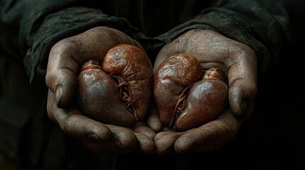 Kidneys in human hands, concept for National Kidney Day.
