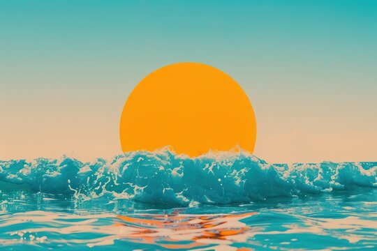 Retro collage of summer vibes sea sun sunlight