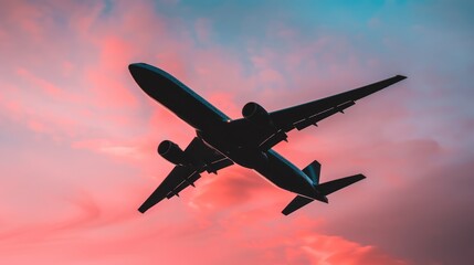 Majestic Airplane Silhouette at Sunset