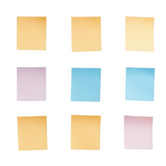 Colorful sticky notes arranged in a grid for conceptual ideas and organization.