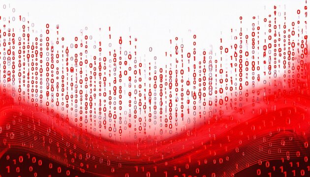 Red abstract white background overlay with binary code. Generated image