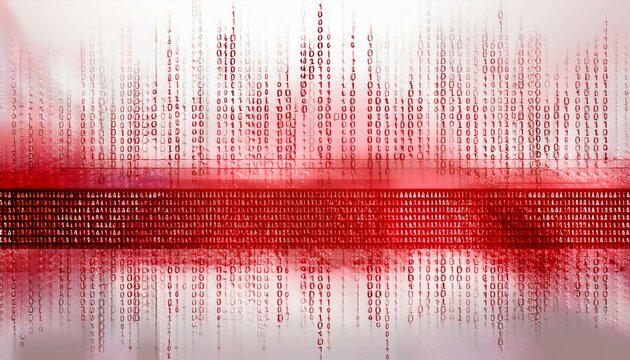 Red abstract white background overlay with binary code. Generated image