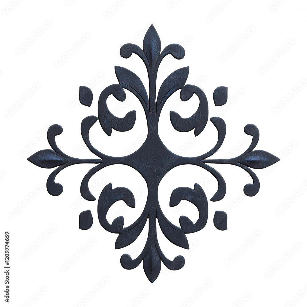 Poster elegant decorative element with intricate floral patterns in a symmetrical design.
