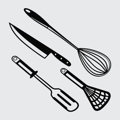Kitchen tool image silhouette vector art and illustration