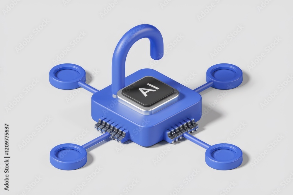 Poster AI integrated system with interconnected components, unlocking potential and network connectivity.