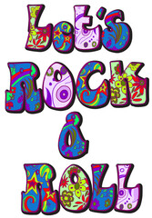 textile slogan, let's rock roll, 
