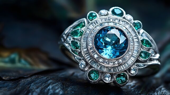 silver ring with blue topaz