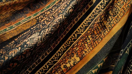 Fotobehang Colorful African Tribal Patterns Woven into Fabric Textiles © PondLord