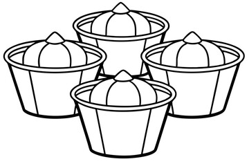 Pudding Cup Icon Set - Clean Vector Style