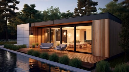 Fototapeta premium A photo of a Prefabricated Home Creating a Sense