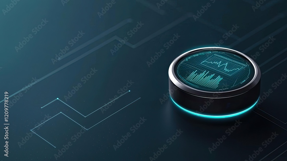 Poster remote health concept. a sleek digital device displaying data visualization trends on a dark backgro