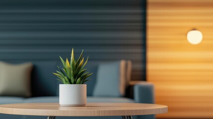 Ai diagnostics idea. Stylish indoor plant in a modern living room setting with cozy furniture.