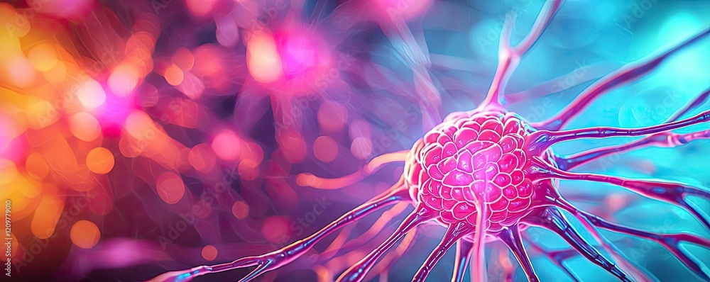 Aufkleber remote health concept. abstract colorful depiction of neurons and neural connections, showcasing bra