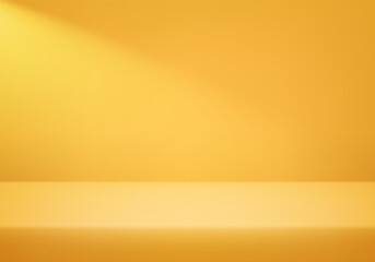 Empty yellow studio background. Empty Room Studio with table. Space for selling products, backdrop, wallpaper, background, text. Gradient table. Vector illustration.